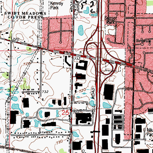 Topographic Map of Addison Fire Department Station 3 Heliport, IL