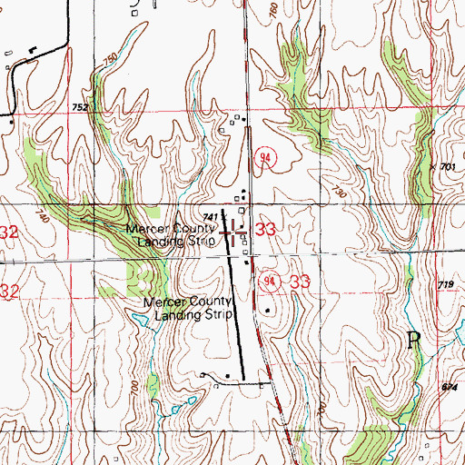 Topographic Map of Mercer County Airport, IL