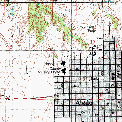 Topographic Map of Mercer County Hospital Heliport, IL