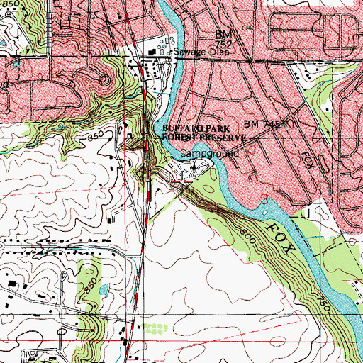 Topographic Map of Buffalo Park Balloonport, IL