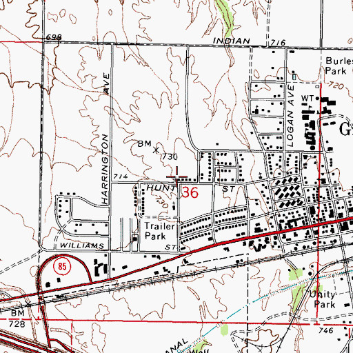 Topographic Map of Hunts Airport (historical), AZ