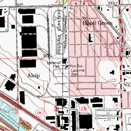 Topographic Map of Alsip Fire Department Heliport, IL