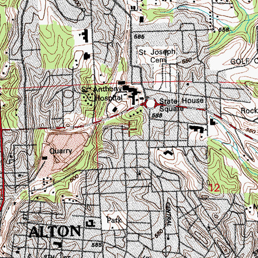 Topographic Map of Saint Anthonys Heliport, IL