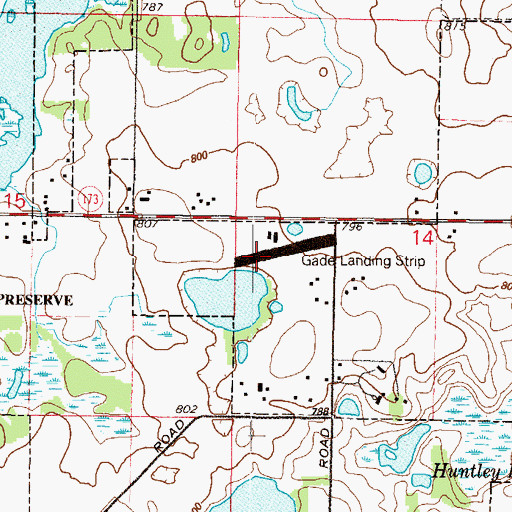 Topographic Map of Donald Alfred Gade Airport, IL