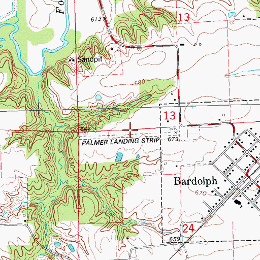 Topographic Map of Palmer Airport (historical), IL