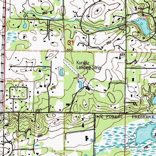 Topographic Map of Kuranz RLA Airport (historical), IL