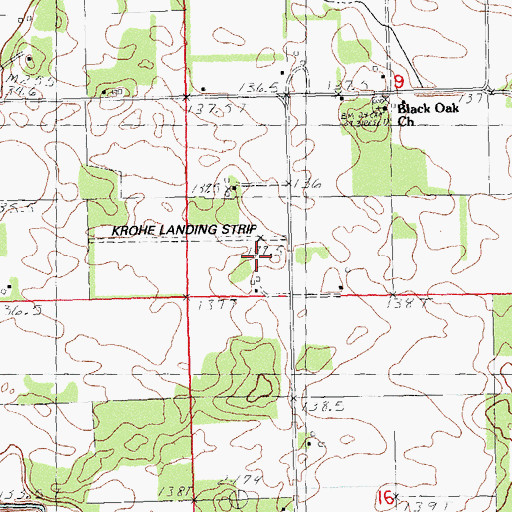 Topographic Map of Krohe Airport, IL