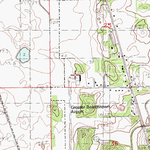 Topographic Map of Greater Beardstown Airport, IL