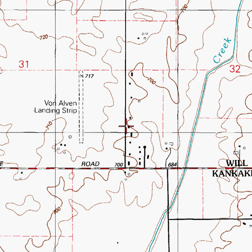 Topographic Map of Von Alvens Airview Airport (historical), IL
