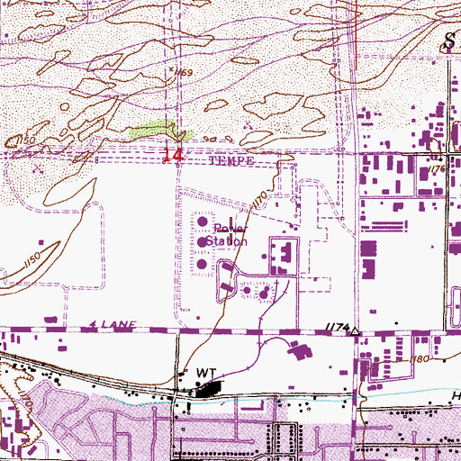 Topographic Map of Ocotillo Power Plant, AZ