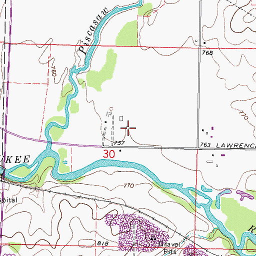 Topographic Map of Green Giant-Dillon Farm Heliport, IL