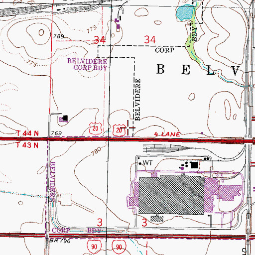 Topographic Map of Belvidere Assembly Plant Heliport, IL