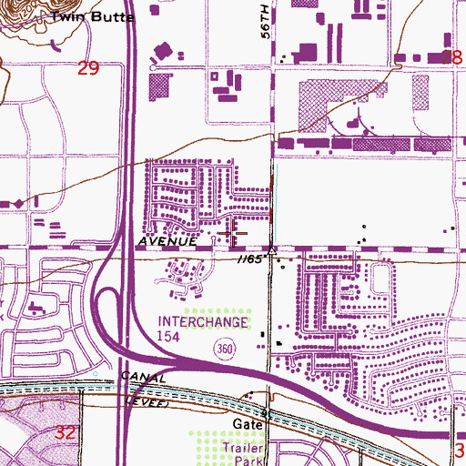 Topographic Map of Oddfellows-Peterson Park, AZ