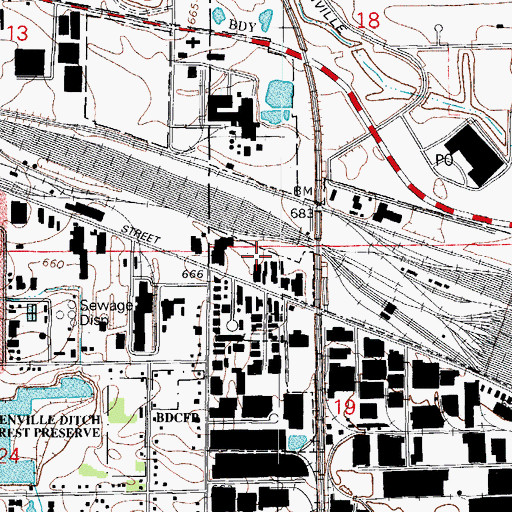 Topographic Map of Garden City Garage Heliport, IL