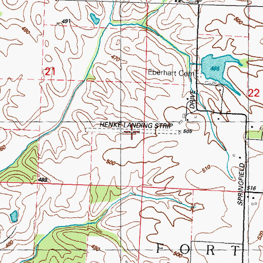 Topographic Map of Henke Field (historical), IL