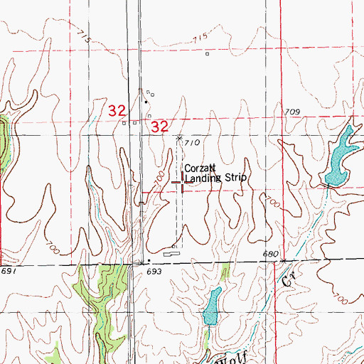 Topographic Map of Corzatt Airport (historical), IL