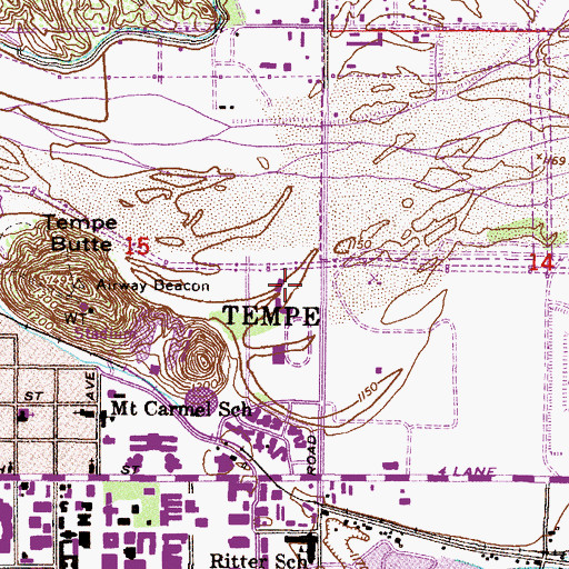 Topographic Map of Packard Stadium, AZ