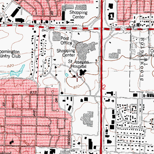 Topographic Map of Saint Joseph Medical Center Heliport, IL