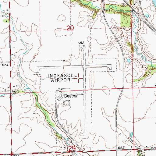 Topographic Map of Ingersoll Airport, IL