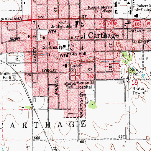 Topographic Map of Memorial Hospital Heliport, IL
