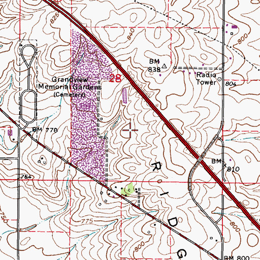 Topographic Map of Andrew RLA Airport (historical), IL