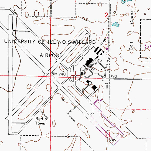 Topographic Map of University of Illinois-Willard Airport, IL