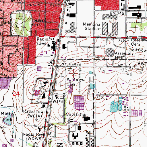 Topographic Map of University of Illinois Heliport, IL