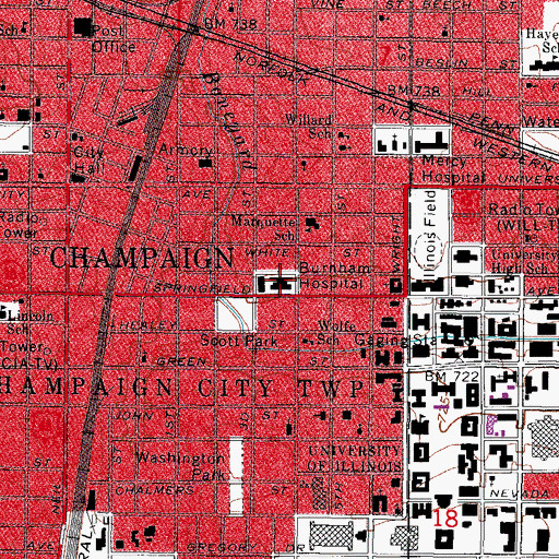 Topographic Map of Covenant Medical Center Heliport, IL