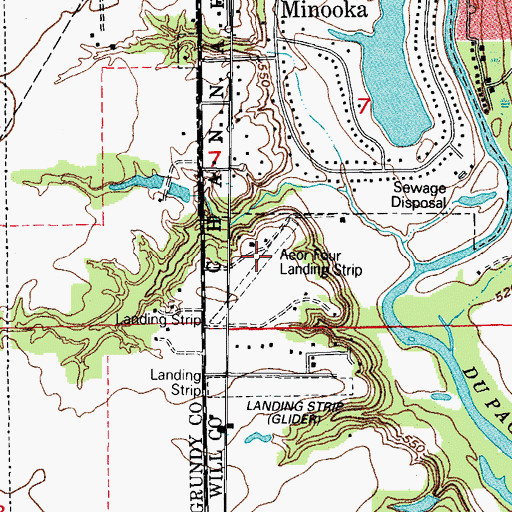 Topographic Map of Aero Four Airport, IL