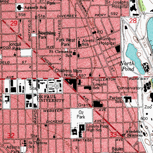 Topographic Map of Childrens Memorial Hospital Heliport, IL