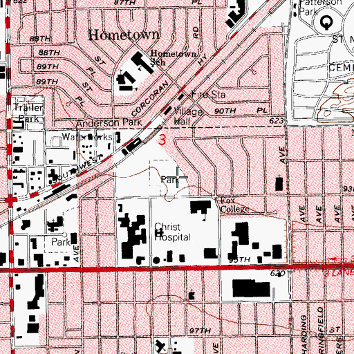 Topographic Map of Christ Hospital Heliport, IL