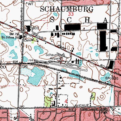 Topographic Map of Schaumburg Regional Airport, IL