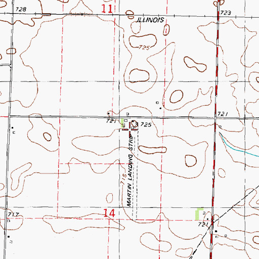 Topographic Map of Martin RLA Airport, IL