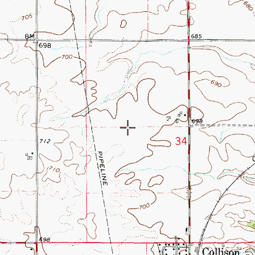 Topographic Map of Collison Airport (historical), IL