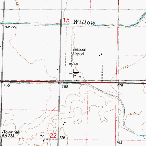 Topographic Map of Bresson Airport, IL