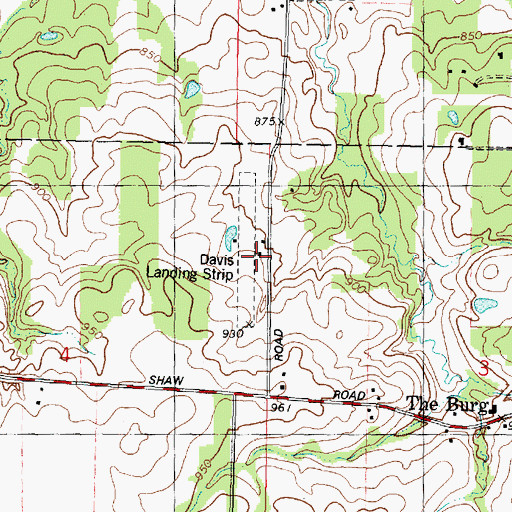 Topographic Map of W Davis Airport, IL
