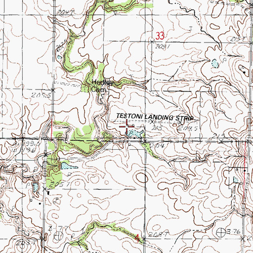 Topographic Map of Testoni Farms Airport, IL