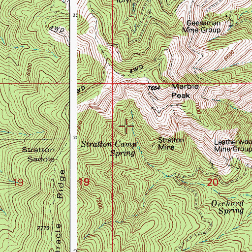 Topographic Map of Strattons Camp (historical), AZ
