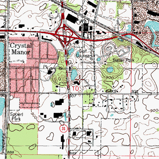 Topographic Map of Crystal Lake Holiday Inn Heliport, IL