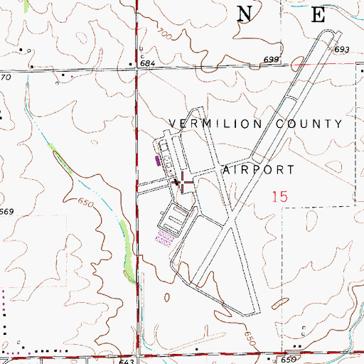 Topographic Map of Vermilion Regional Airport, IL