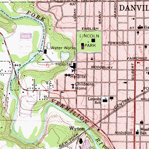 Topographic Map of Lakeview Medical Center Heliport, IL