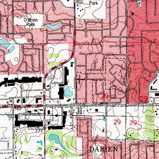 Topographic Map of Darien-Woodridge Fire Department Heliport, IL
