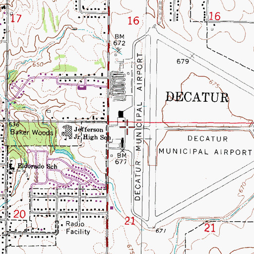 Topographic Map of Decatur Airport, IL