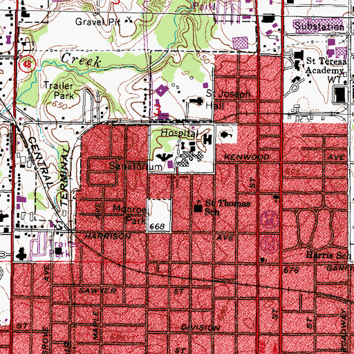 Topographic Map of Decatur Memorial Hospital Heliport, IL