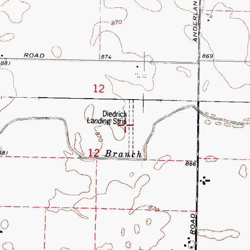 Topographic Map of Diedrich Airport (historical), IL