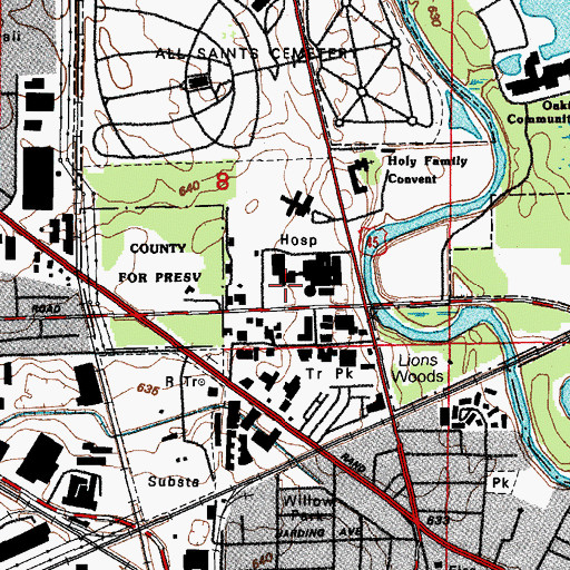 Topographic Map of Holy Family Hospital Heliport, IL