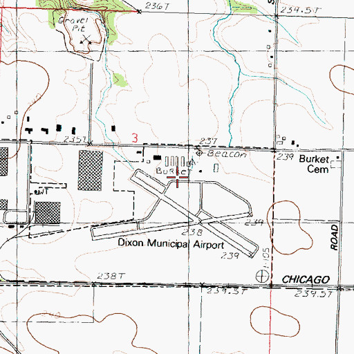 Topographic Map of Dixon Municipal Airport-Charles R Walgreen Field, IL