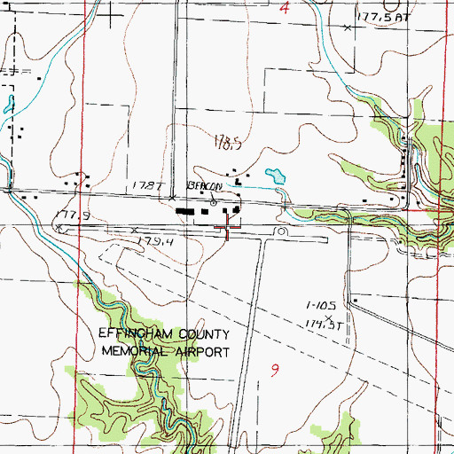 Topographic Map of Effingham County Memorial Airport, IL