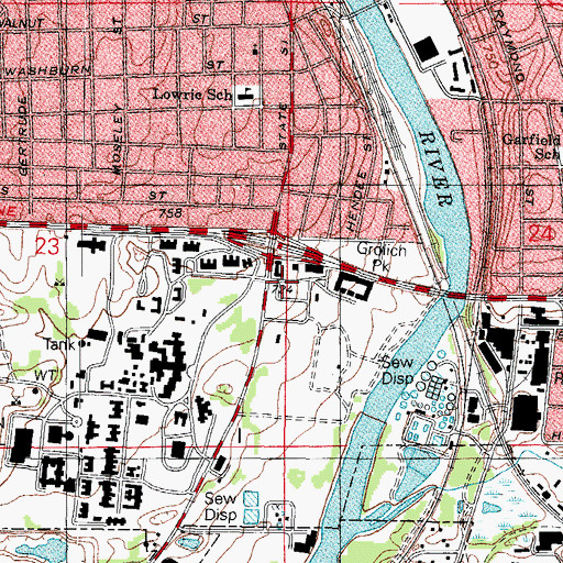 Topographic Map of Illinois Department of Transportation Heliport, IL