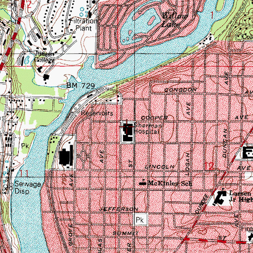 Topographic Map of Sherman Hospital Heliport, IL